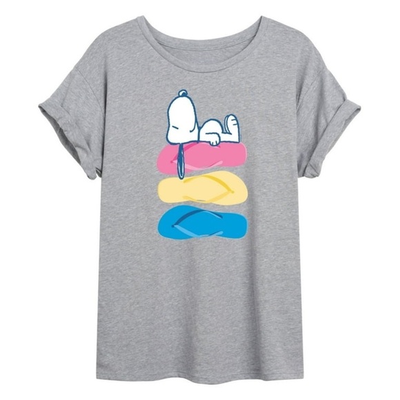 NEW Peanuts - Summer Edition - Snoopy & Flip Flops TEE SHIRT - Picture 1 of 3